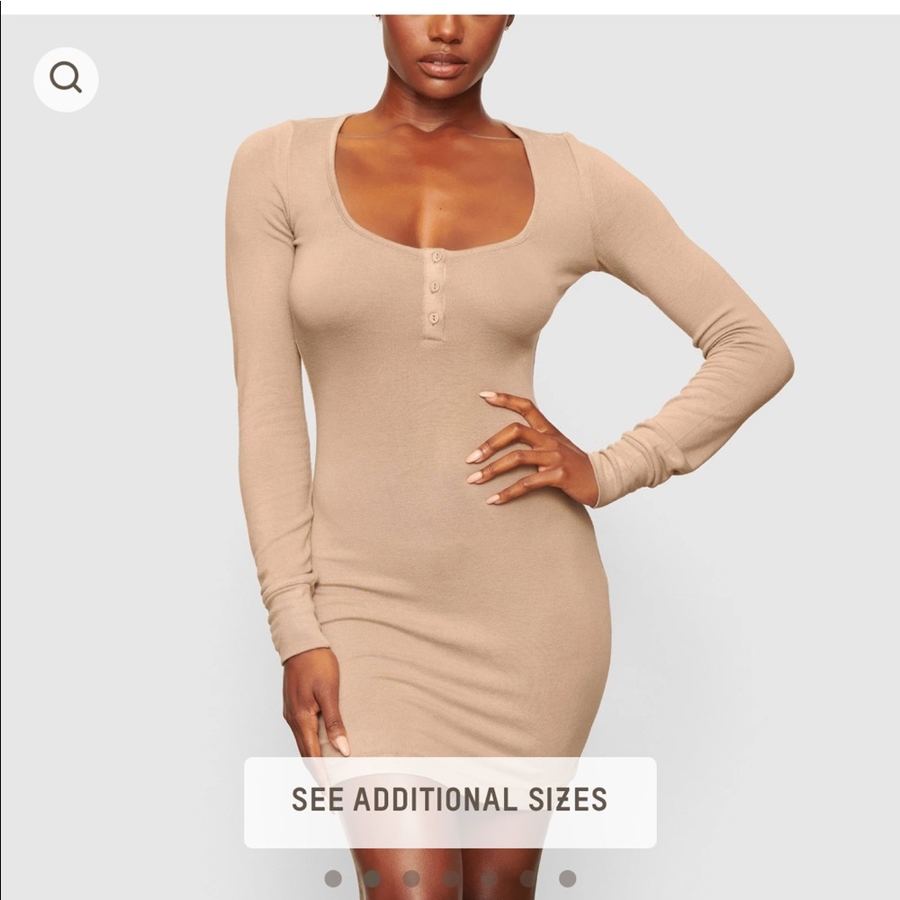 NWT SKIMS PJ Sleep Henley Dress